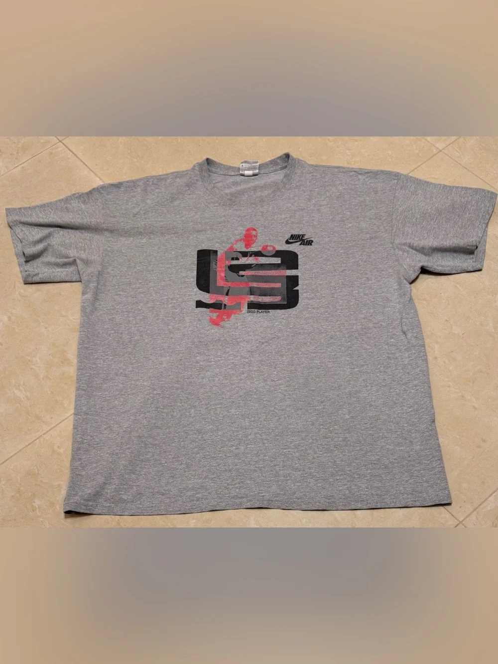 Nike Air King James Grey Short Sleeve Graphic Tee with Black & Red Print XXL